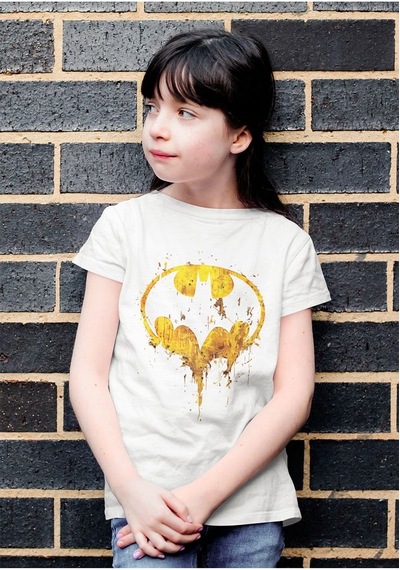 Sevbano Batman Kahraman Yarasa Baskılı Unisex Film Çocuk Tişört 1-12 Yaş Beyaz