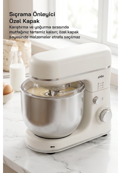 Sinbo Smx-2769 Beyaz Stand Mikser 1300w 6l Hamur Yoğurma Mikseri Profesyonel Mutfak Şefi Mikser Diğer
