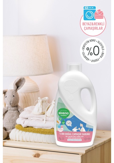 Siveno %100 Doğal Bebek Çamaşır Sabunu Kendinden Yumuşatıcılı Bitkisel Deterjan Vegan 1000 Ml