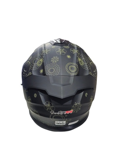 Çene Açılır Kask Ls5 Mat Siyah Kedi Grafikli Xl-4588 Mat Siyah Gold Sarı