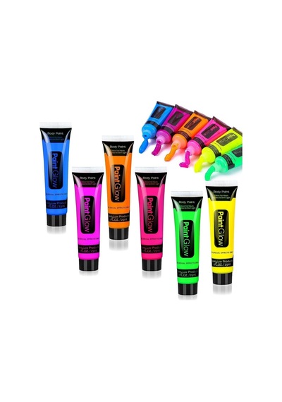 Karanlıkta Parlayan Neonlu Glow Parti Yüz Boyası 6 Renk - 6 Adet