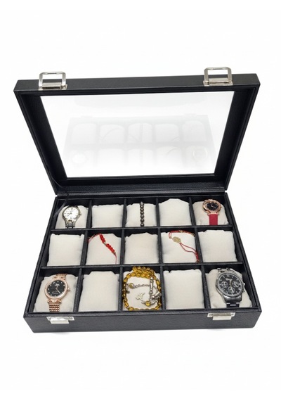 Ahşap Saat Kutusu, 15 Li Camlı