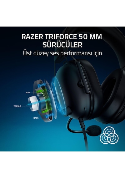 Razer Blackshark V2 X - Konsolu İçin Kablolu E-spor Kulaklık 240g, Kardioid Mikrofon, 50mm Sürücüler, Pasif Gürültü Engelleme, 3,5mm Konektör Siyah Sku: Smgstkd0961f7cbe