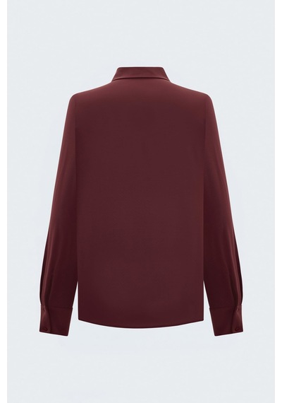 Sateen Desenli Klasik Gömlek - Bordo-137850