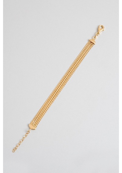 So Chic İtalyan Tasarım 18 Ayar Sarı Altın Kaplama 19 Cm Gümüş Çoklu Bileklik