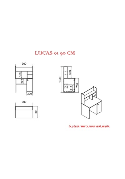 Kalenderdekor1 Kalender Dekor Lucas 90 Cm Çalışma Masası Lc04 Meşe