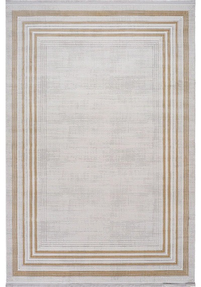Artemis Halı Karizma 02792j Gold Krem Çerçeveli Çizgili Halı