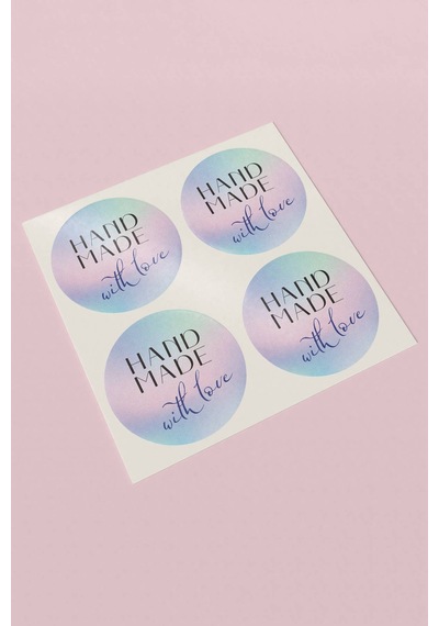 Pastel Handmade With Love Mavi Sticker 3x3cm St2246 Çok Renkli