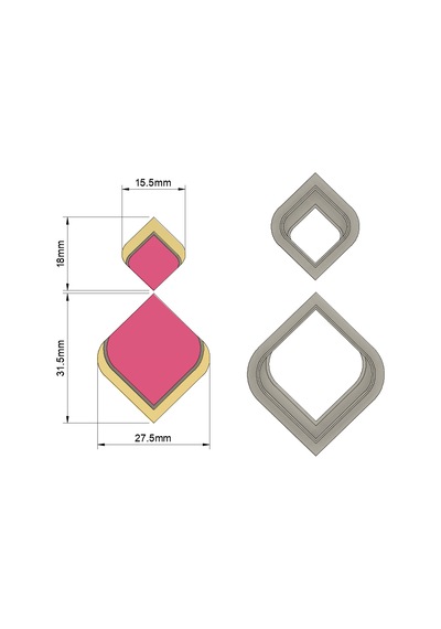 Polimer Kil Küpe Kalıbı Model 0003