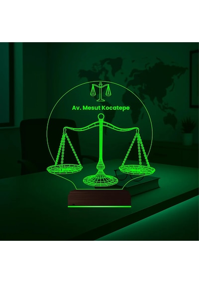 Luvivia Avukat Hukuk Terazi Adalet Kişiye Özel 3d Lamba - Masa Gece Lambası Şeffaf