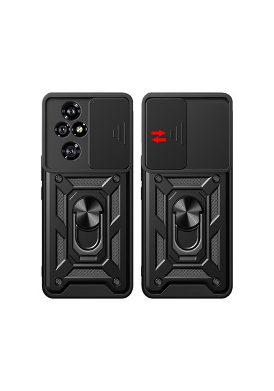 Honor 200 Pro Kılıf Sürgülü Kamera Koruyucu Manyetik Standlı Tank Koruma Celikaksesuar Mavi