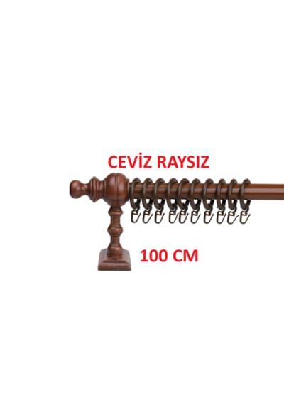 Ceviz Raysız Ahşap Rustik Perde Askısı Rustik Borusu