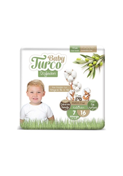 Baby Turco Doğadan 7 Beden Xxlarge Bebek Bezi 1 X 16 Adet Zeus8690010035554