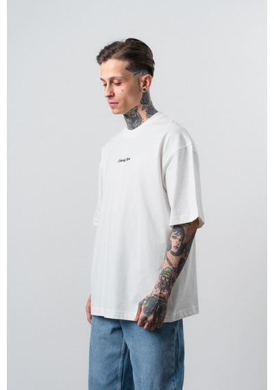 Respire Erkek Refined Baskılı Oversize T-shirt Ekru