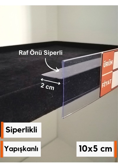 10 Adet Pvc Etiketlik Dik Siperli Yapışkanlı 10x5 Cm Raf Önü