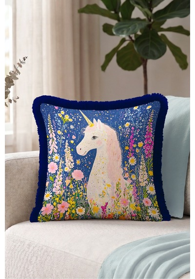 Unicorn Çiçek Bahçesi Masalsı Saçaklı Yastık Kılıfı - Floral Boho Lacivert Püsküllü Kırlent Kılıfı Kadim Atlas Mira Unicorn Çiçek Bahçesi Masalsı Saçaklı Yastık Kılıfı - Floral Boho Lacivert Püsküllü Kırlent Kılıfı Kadim Atlas Mira