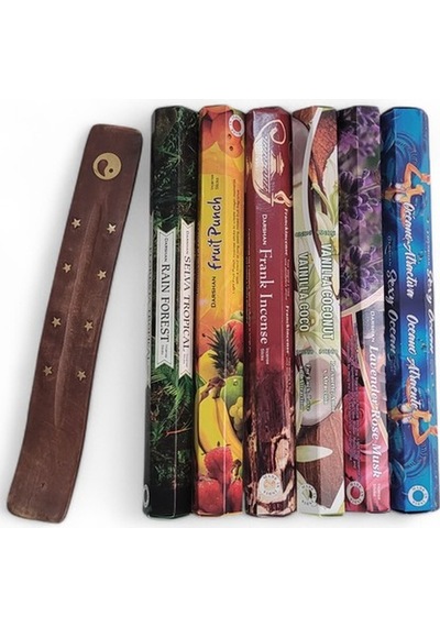 Rain Forest, Fruit Punch, Frank Incence, Vanilla Coconut, Lavander&rose&musk, Ocean 6x20 Tütsü-hediyeli