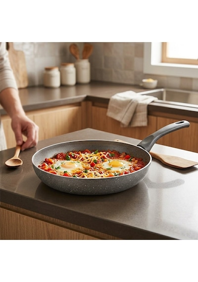Papilla Fred 26 Cm Maxi Granit Tava - Tek Saplı Gri Kırçıllı Brkt-705700- 6'li Paket Diğer