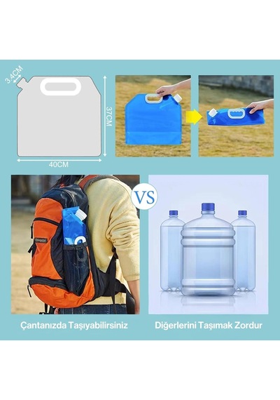 Katlanabilir Outdoor Kamp Piknik Su Bidonu 10 Litre Şeffaf Beyaz