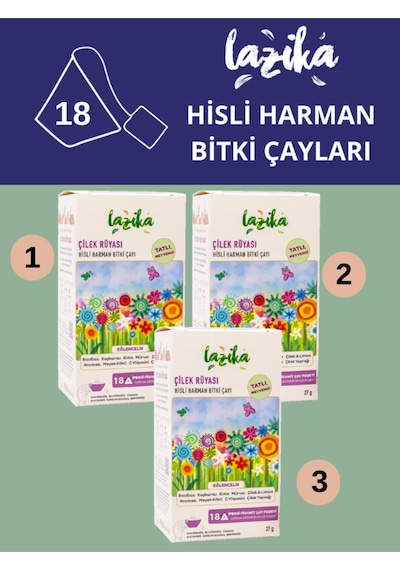 3'lü Set Avantajlı Çilek Rüyası Bitki Çay Seti 3 18 Adet