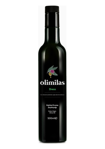 Olimilas Dress Natürel Sızma Soğuk Sıkım Zeytinyağı 500 ML 0,4 Asit 300 Polifenol Yeni Hasat Milas Yöresi