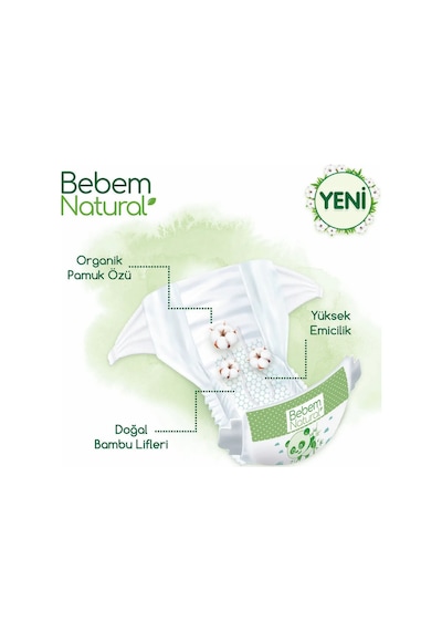 Bebem Bebek Bezi Natural Beden:4 7-14kg Maxi 208 Adet 4 Numara