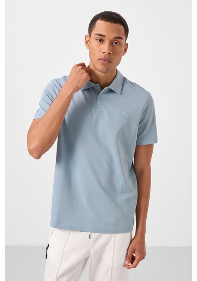 Tommylife Standart Fit Basic Polo Yaka 2li Paket Beyaz-buz Mavi Erkek T-shirt - 87748 Beyaz- Mavi