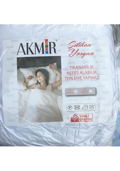 Yorgan Silikon akmr TEK Kişilik Model Beyaz Pamuklu Kumaş silikon Dolgu El Yapım