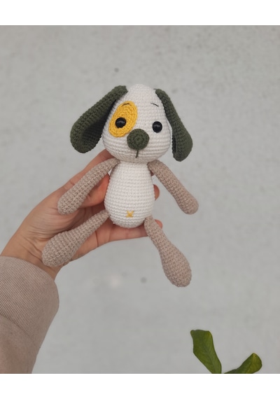 Amigurumi Köpek Oyuncak Bej - Yeşil