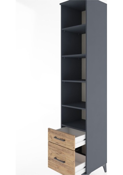 Hyperion Dolap 5 Raflı 2 Çekmeceli 44x44x221 Antrasit-çam Antrasit