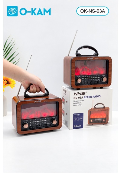 O-kam Ok-ns-03a Bluetooth Taşıma Saplı Şömine Efektli Radyo