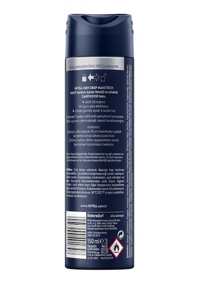 Nıvea Men Erkek Sprey Deodorant Deep Darkwood 150ml, 72 Saat Anti-perspirant Ter Ve Ter Kokusuna Karşı Koruma, Maskül
