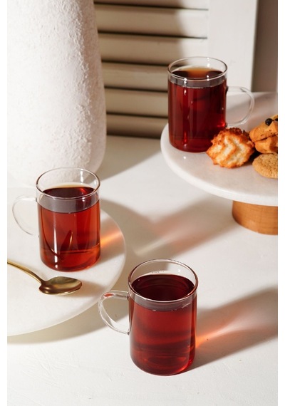 Vienev 3lü Isıya Dayanıklı Borosilikat Cam Kupa Bardak