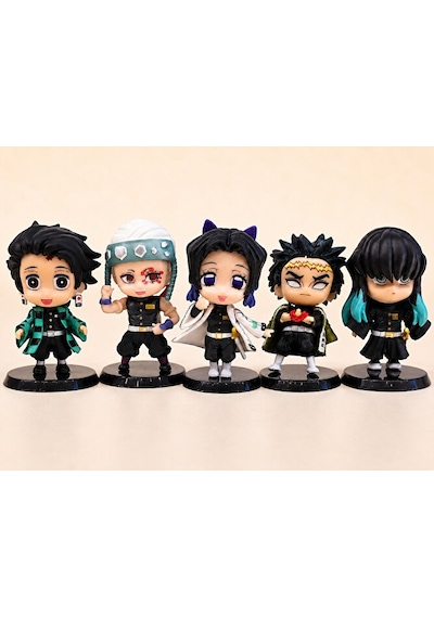 Demon Slayer 5'li Figür Seti Tanjiro Tengen Uzui Shinobu Gyomei Muichiro 7 Cm