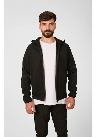 Nature The Brand Şardonlu Dalgıç Fermuarlı Dik Yaka Kapüşonlu Sweatshirt/ceket Siyah
