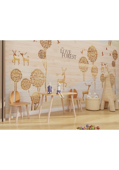 Masifmarket Rabito Çocuk Oyun Ve Aktivite Masa Sandalye Takımı-Bambu Renk Kahverengi