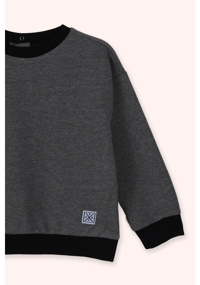 Panço Erkek Bebek Yuvarlak Yaka Antrasit Sweatshirt Gri
