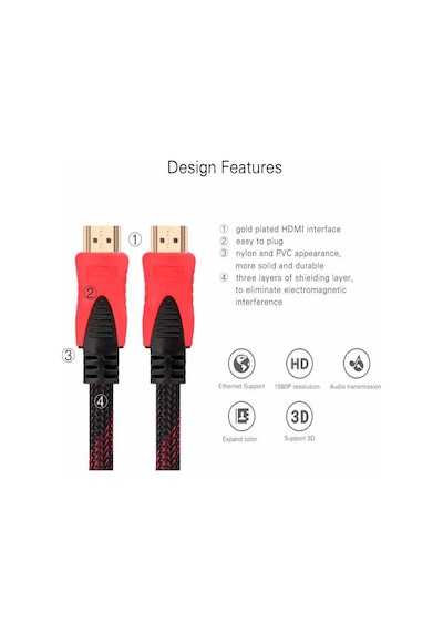 Speeduf 4239 Hdmi Kablosu 1.4b 3d 1.5 Metre Örgülü Hdmi Görüntü Kablosu