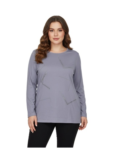 Wearon Kadın Gri Sıfır Yaka Taşlı Bluz Bgl-st05151 Gri