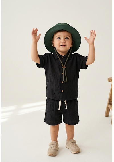 Baby Lory Kids Store Erkek Çocuk Renkli Dokuma Gömlekli Takım Siyah