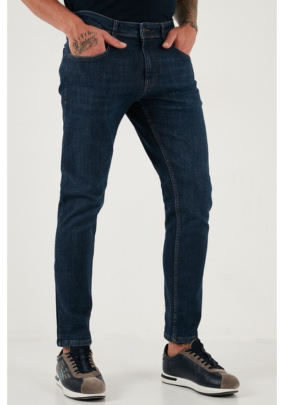 Buratti Pamuklu Slim Fit Yüksek Bel Dar Paça Jeans Erkek Kot Pantolon 3300C41Tokyo Lacivert