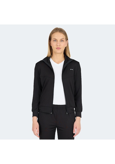 Slazenger REVOLT Kadın Dik Yaka Fermuarlı Siyah Sweatshirt