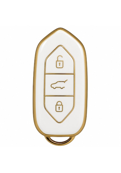Autohan Keys Togg T10x T10f Akıllı Anahtar Kılıfı, 3 Tuşlu, Nano Koruma Beyaz-altın