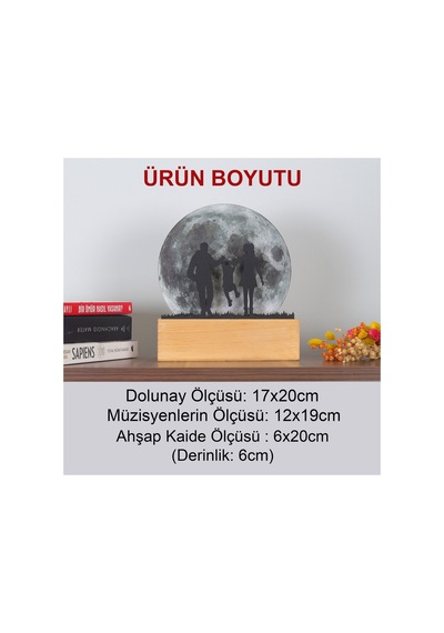 Led Işıklı Pleksi Dolunay Kişiselleştirilebilir Biblo Valeri Çocuklu Çift Anahtar Askılığı Gri - 737204852 Gri