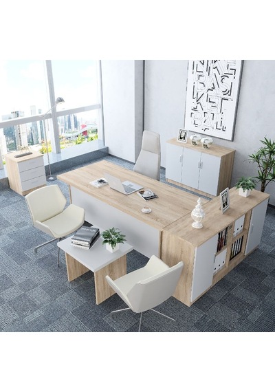 Oliver 5'li Ofis Takımı  Model 4 Meşe Beyaz