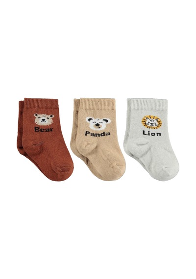 Civil Baby Panda 3'lü 6- Bebek Erkek Çorap Set Standart