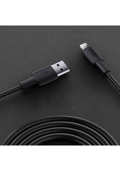 12w 2.4a Usb-a To Lightning İpad İle Uyumlu Silikon Hızlı Şarj Ve Data Kablosu Siyah 2 Metre