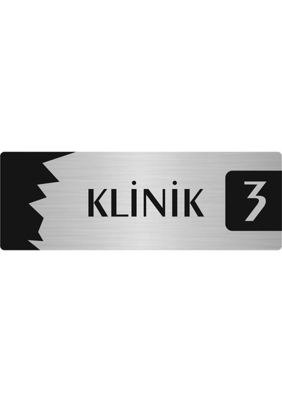 Metal Departman Kapı İsimliği, Yönlendirme Levhası Klinik 3 5x20 Cm Gümüş Renk