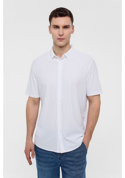Backandbond Beyaz Regular Fit Kısa Kollu Gömlek
