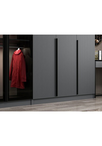 Kale Plus 8 Mebran Kapaklı 4ç Dolap Antrasit Mebran Füme Cam 190cm Antrasit